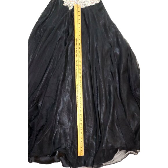 Prom Gown Rhinestone Mesh Beaded Black Formal Dress Glam Sparklecore - Picture 6 of 9